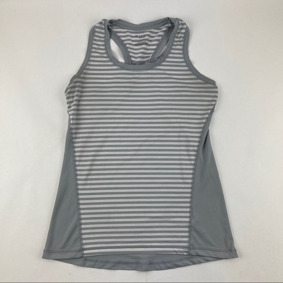 Tek Gear Dry Tek Tank Top Womens Small Gray White Striped - Picture 1 of 10